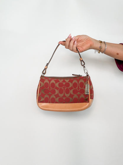 Coach Red and Gold Signature Shoulder Bag