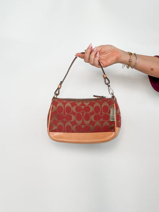 Coach Red and Gold Signature Shoulder Bag