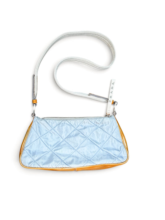 Prada Quilted Tessuto & Patent Shoulder Bag – Powder Blue & Mustard