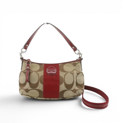 COACH Signature Shoulder Bag with Red Stripe