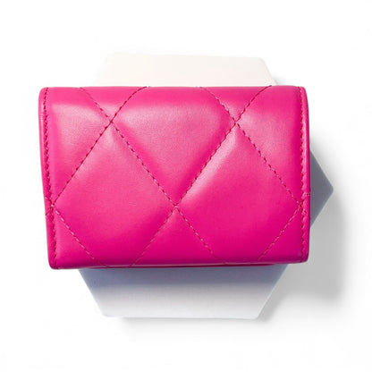 Balenciaga Pink Quilted Leather Card Holder / Mini Wallet