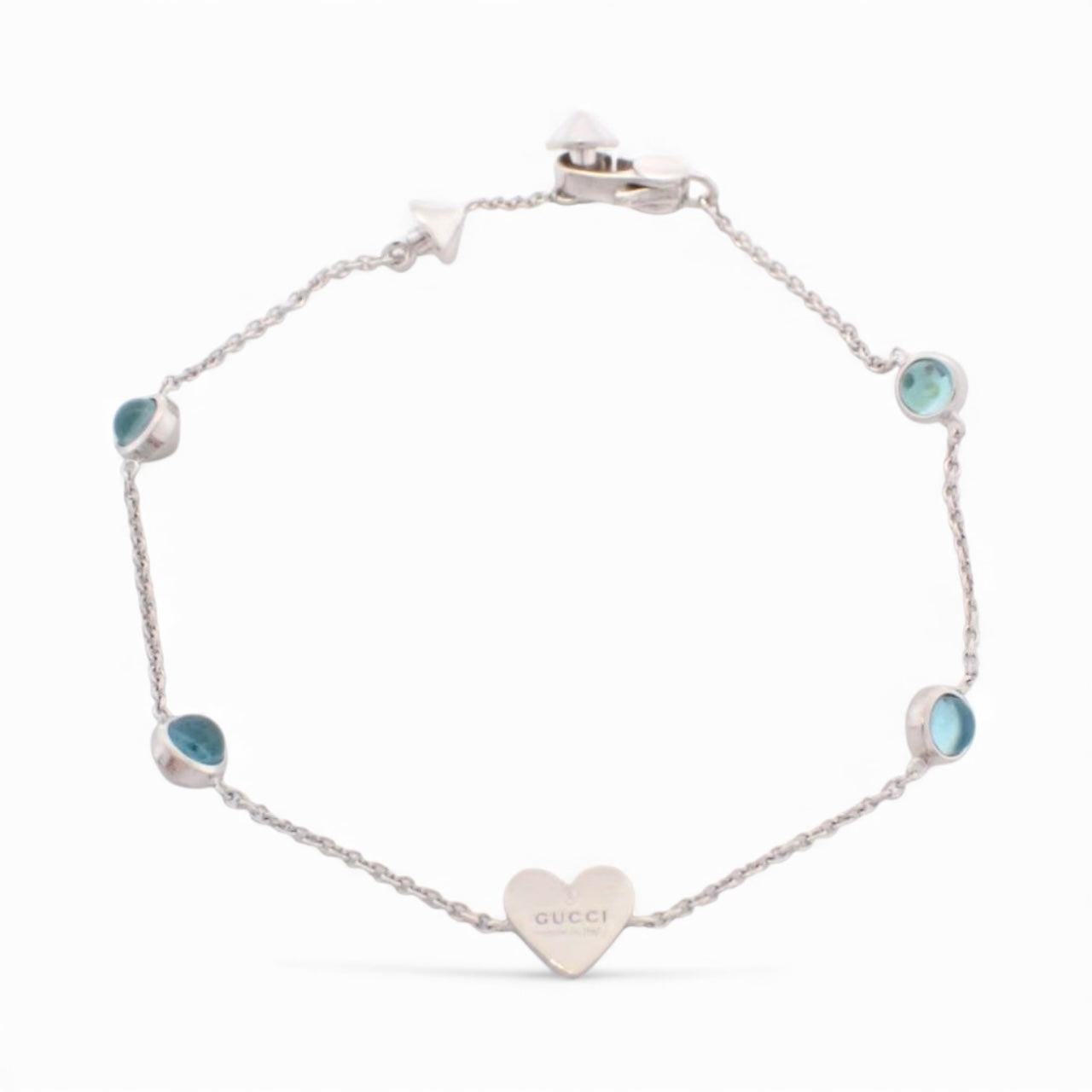 Gucci Heart Bracelet with Blue Stones