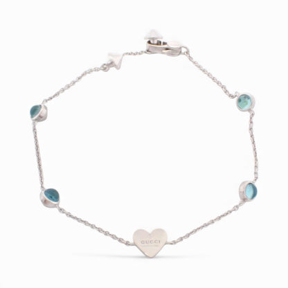 Gucci Heart Bracelet with Blue Stones