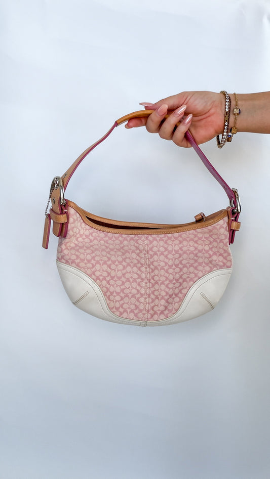Vintage Coach Signature Shoulder Bag – Pastel Pink