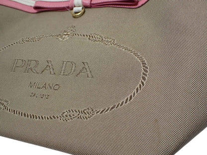 Prada Canapa Bow Tote – Pink & Beige