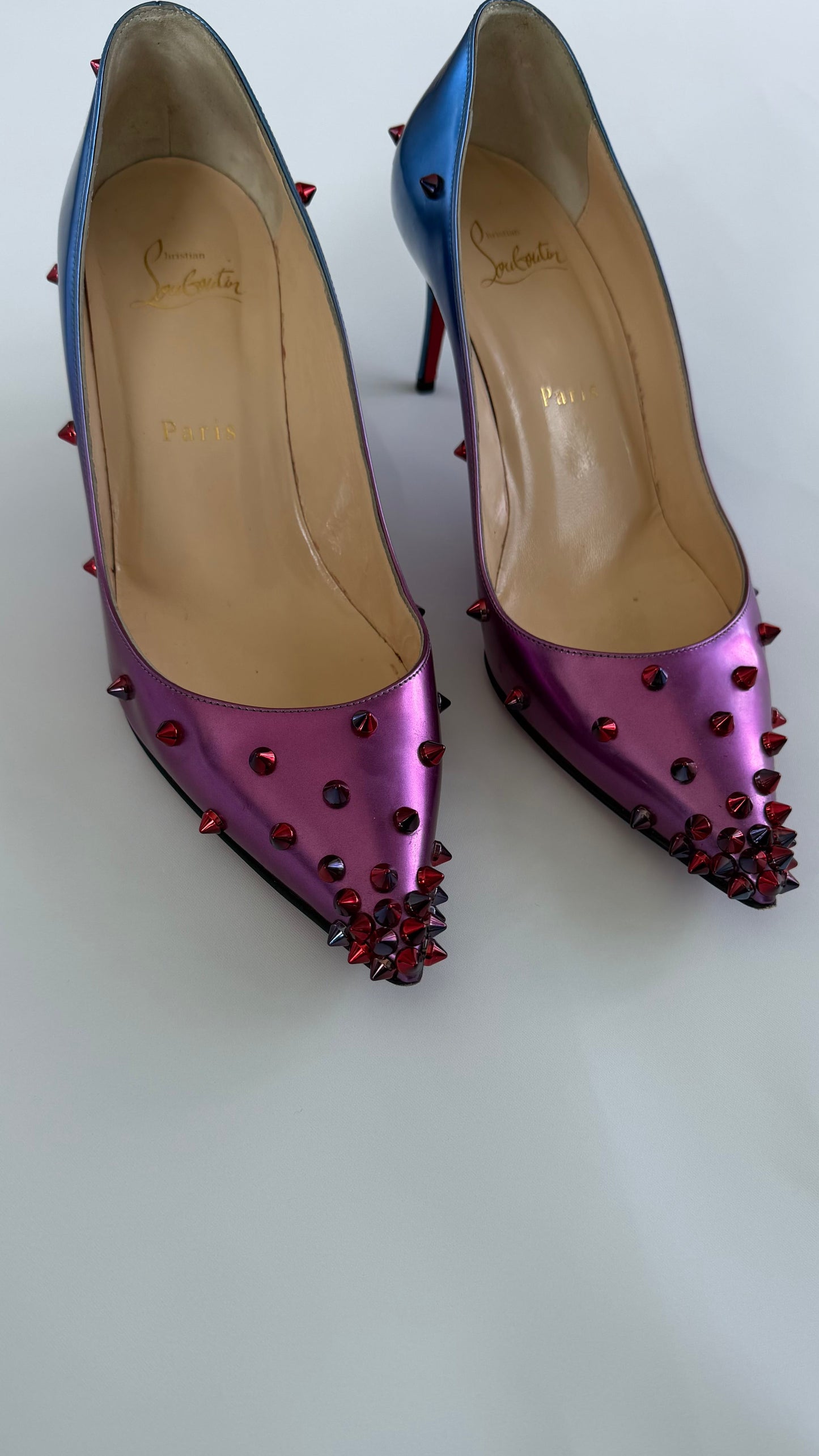 Christian Louboutin Spike Pumps – Blue/Purple Gradient size 38