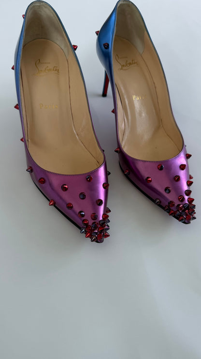 Christian Louboutin Spike Pumps – Blue/Purple Gradient size 38