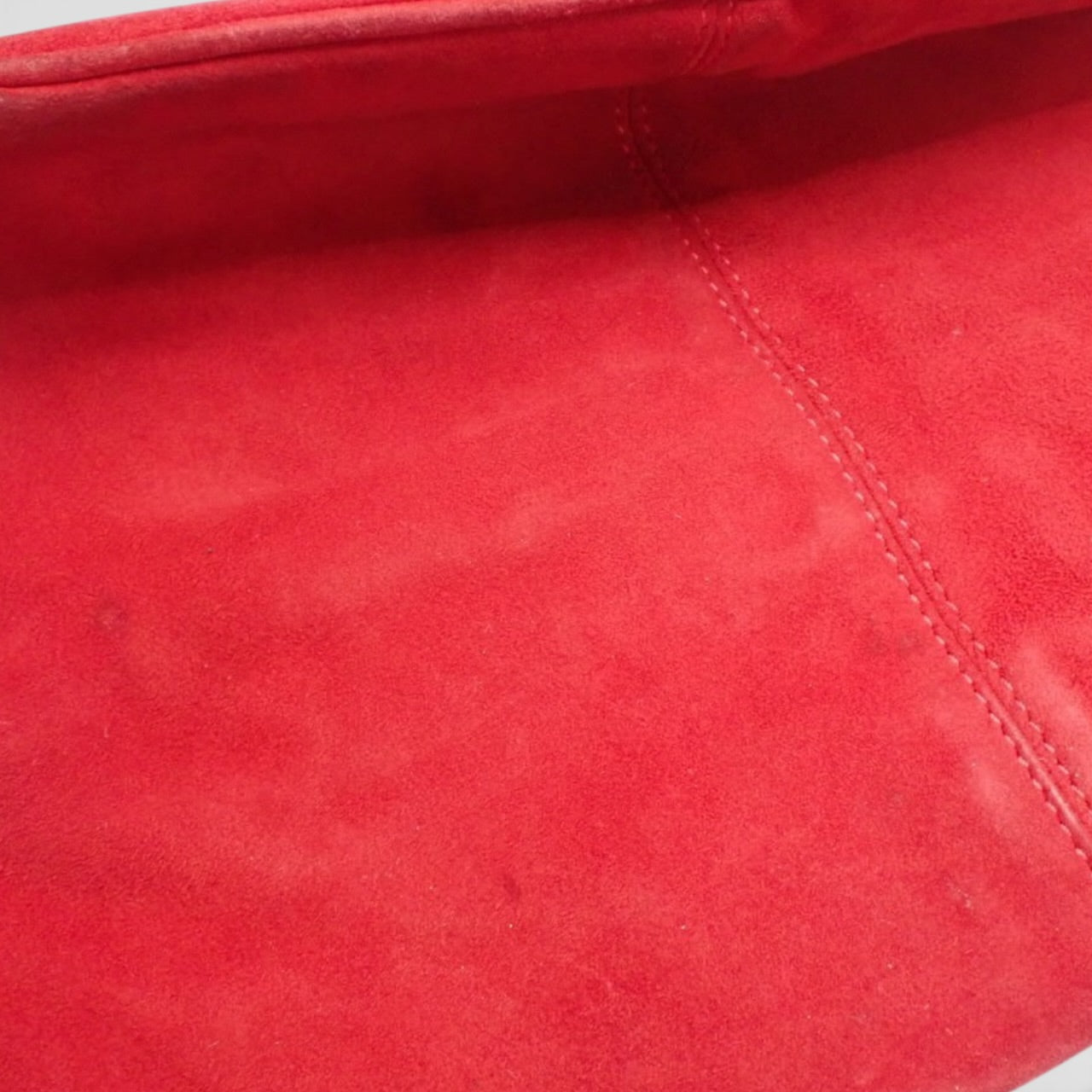 Fendi Red Suede Baguette – Glitter Logo Hardware