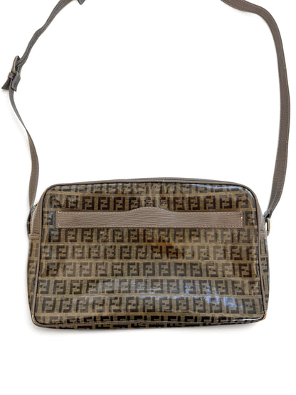 Vintage Fendi Zucca Coated Canvas Double Zip Crossbody Bag