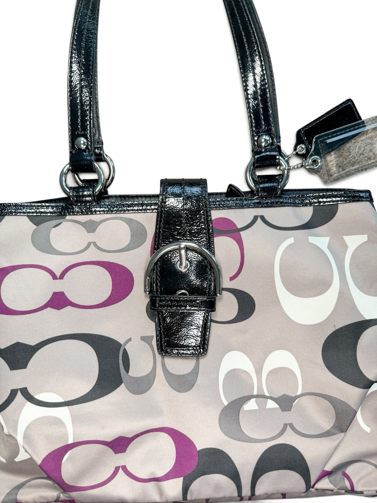 COACH Signature Patent Satchel Shoulder Bag