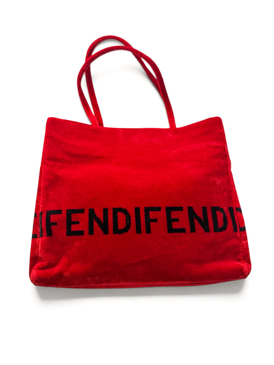 Fendi Red Velvet Tote Bag