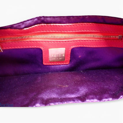 Fendi Red Suede Baguette – Glitter Logo Hardware