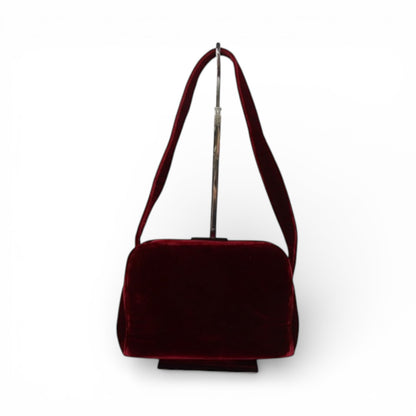 Prada Red Velour Velvet Shoulder Bag
