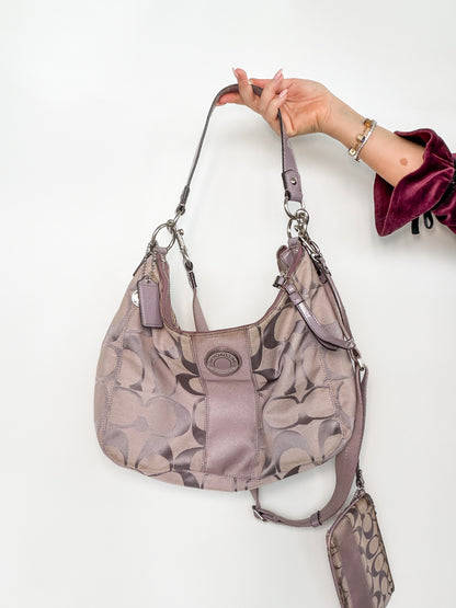 Coach Lilac Signature Shoulder Bag with Matching Pouch