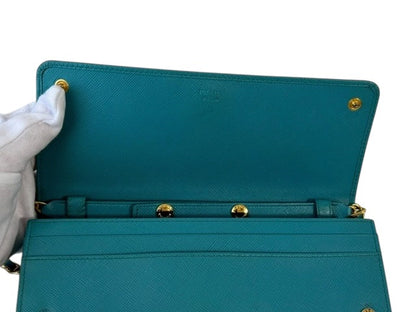 Prada Saffiano Leather Chain Bag – Turquoise