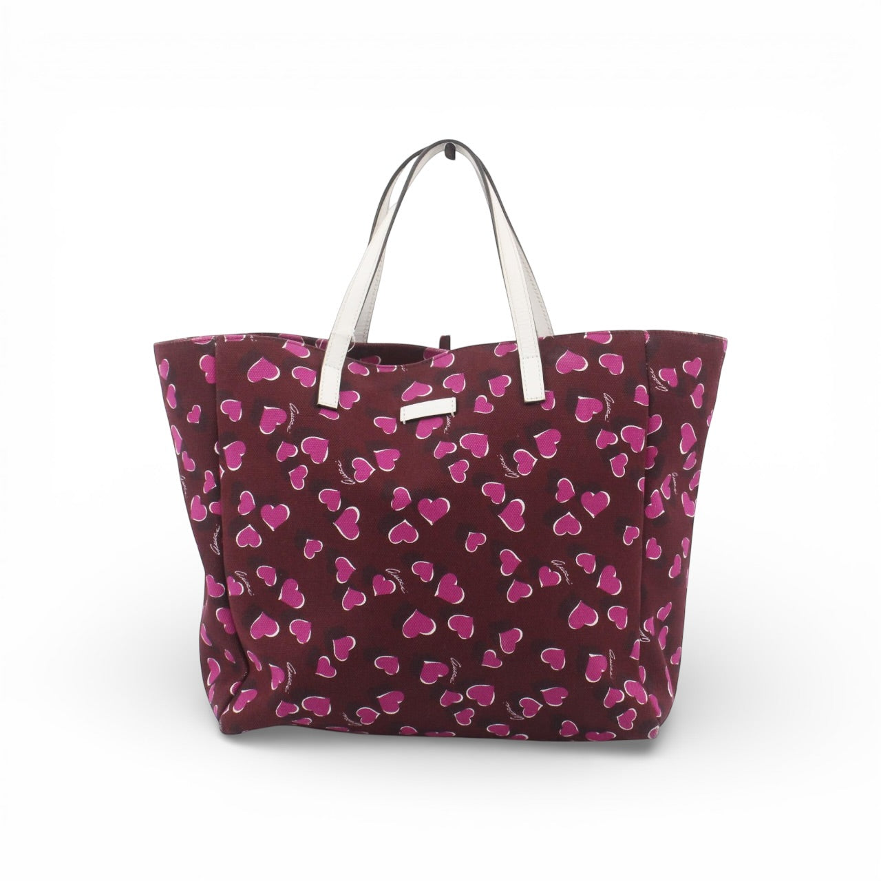 Gucci Heart Print Tote – Burgundy