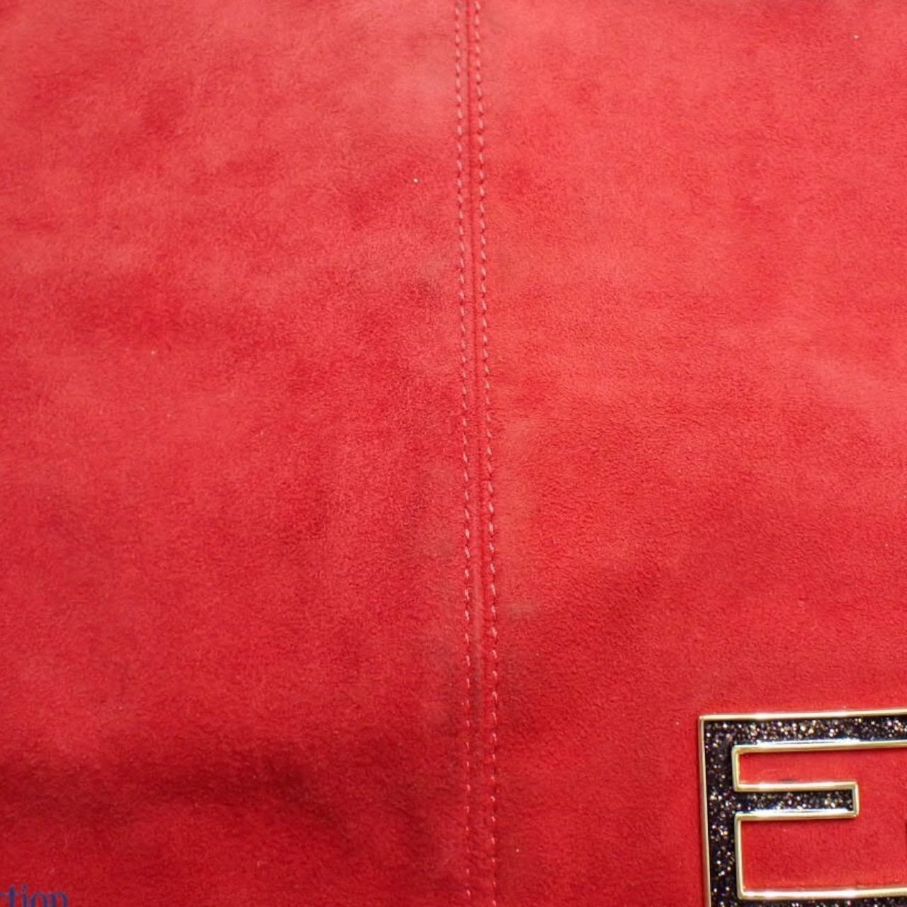 Fendi Red Suede Baguette – Glitter Logo Hardware