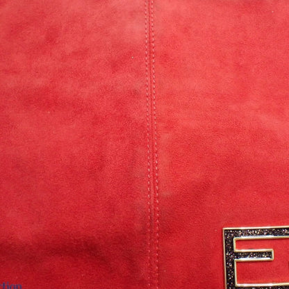 Fendi Red Suede Baguette – Glitter Logo Hardware