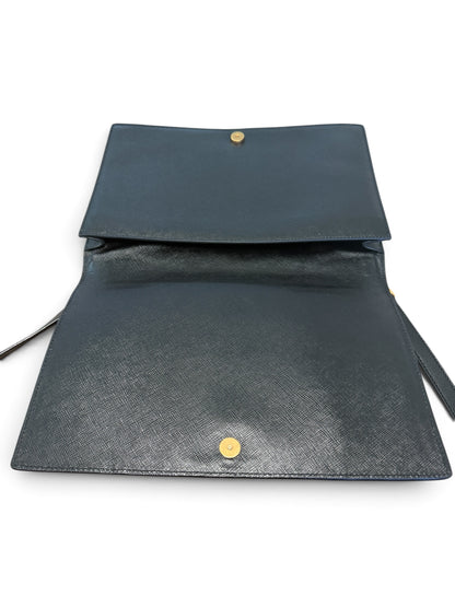 PRADA VINTAGE BLACK & GOLD DISTRESSED SHOULDER BAG
