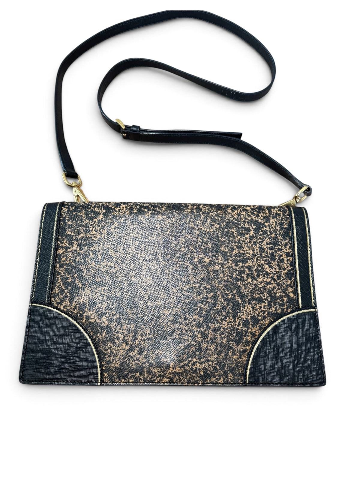 PRADA VINTAGE BLACK & GOLD DISTRESSED SHOULDER BAG
