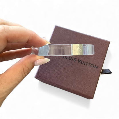 Louis Vuitton Clear Lucite Monogram Bangle (Silver-Tone Hardware) — With Box