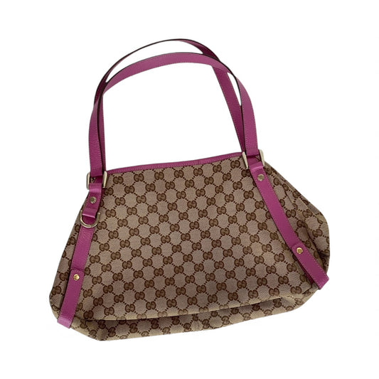 Gucci GG canvas and pink leather shoulder bag