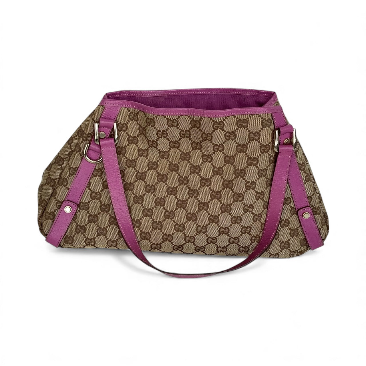 Gucci GG canvas and pink leather shoulder bag