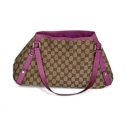 Gucci GG canvas and pink leather shoulder bag