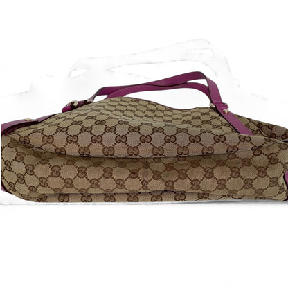 Gucci GG canvas and pink leather shoulder bag